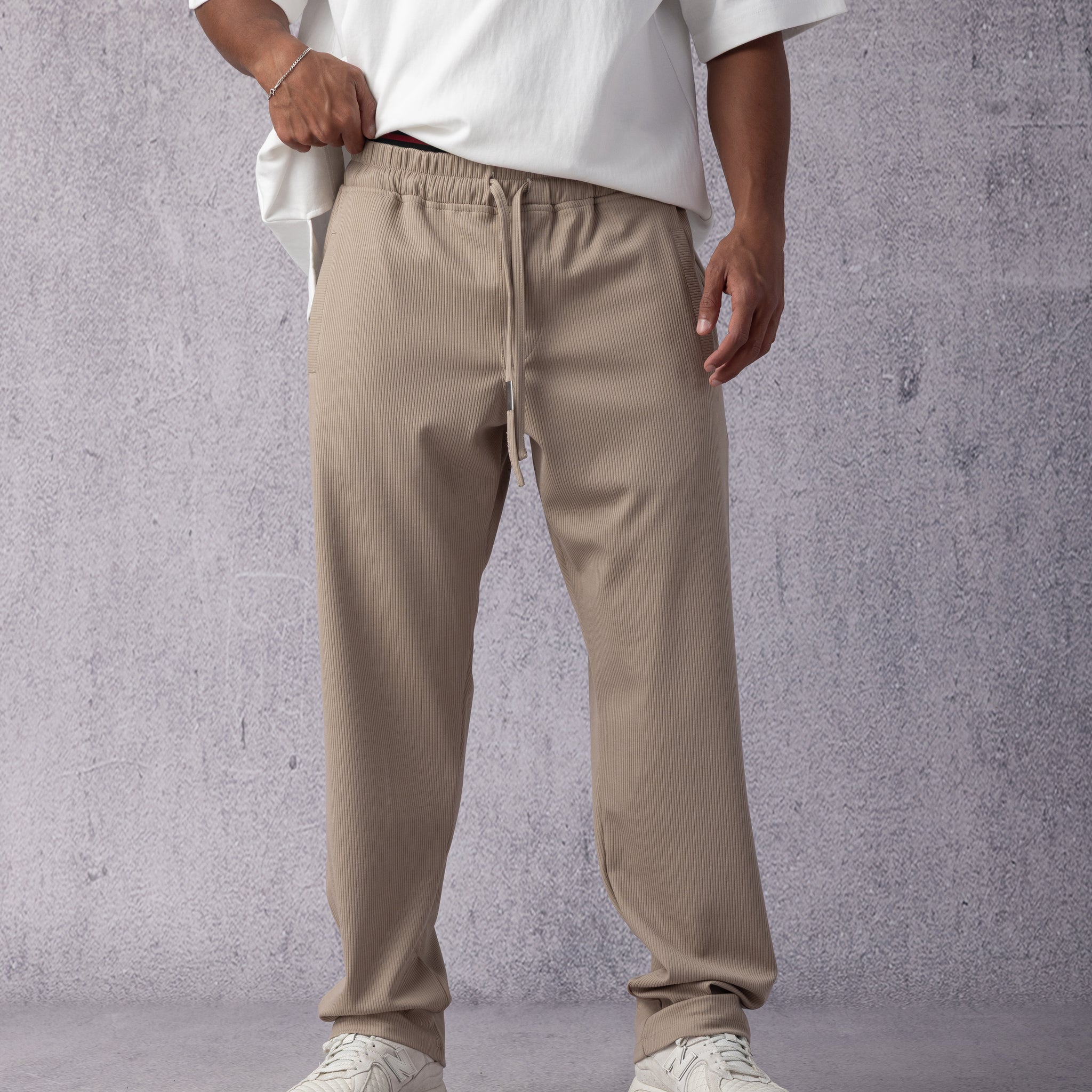 Textured Sweatpants Volume 2 in Beige