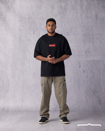 Rubber Sign Oversize T-shirt in Black