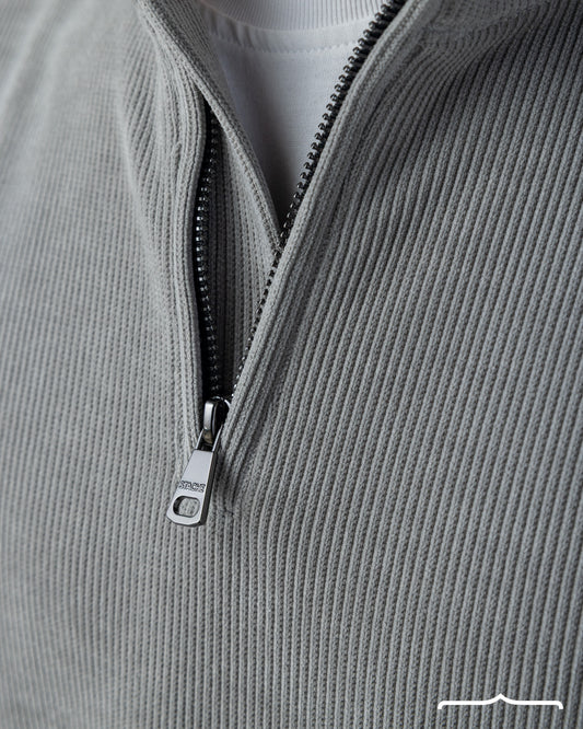 Textured Half Zipper Sweatshirt in Light Grey