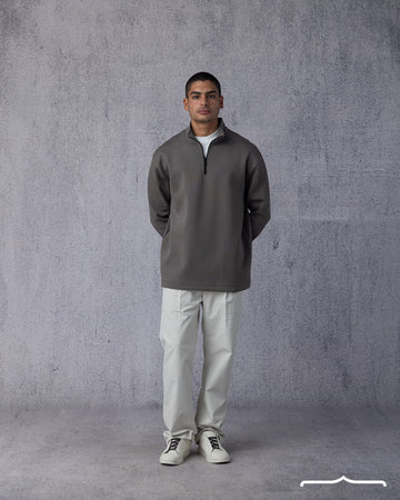 Zip-Collar Sweatshirt in Light Brown for men