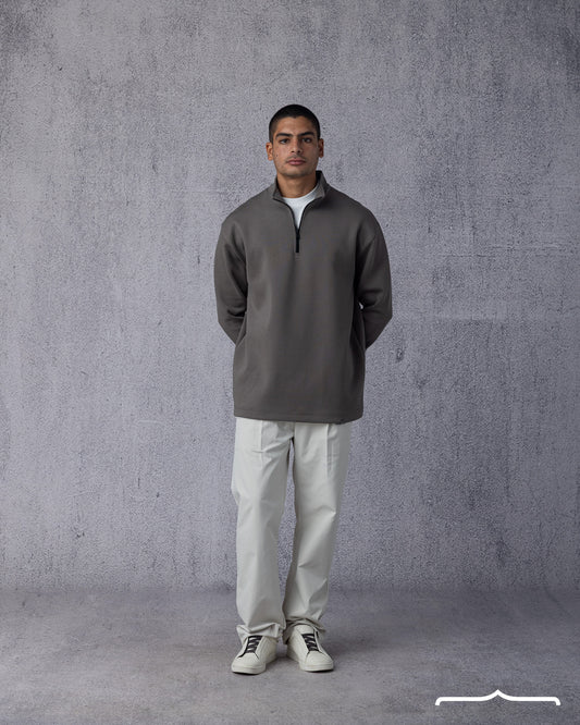 Zip-Collar Sweatshirt in Light Brown for men