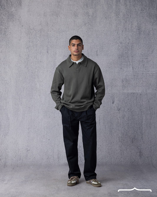 Polo Sweatshirt in Olive