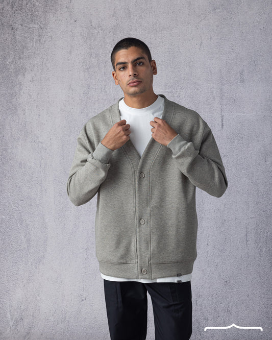 Cardigan with Buttons in Light Grey