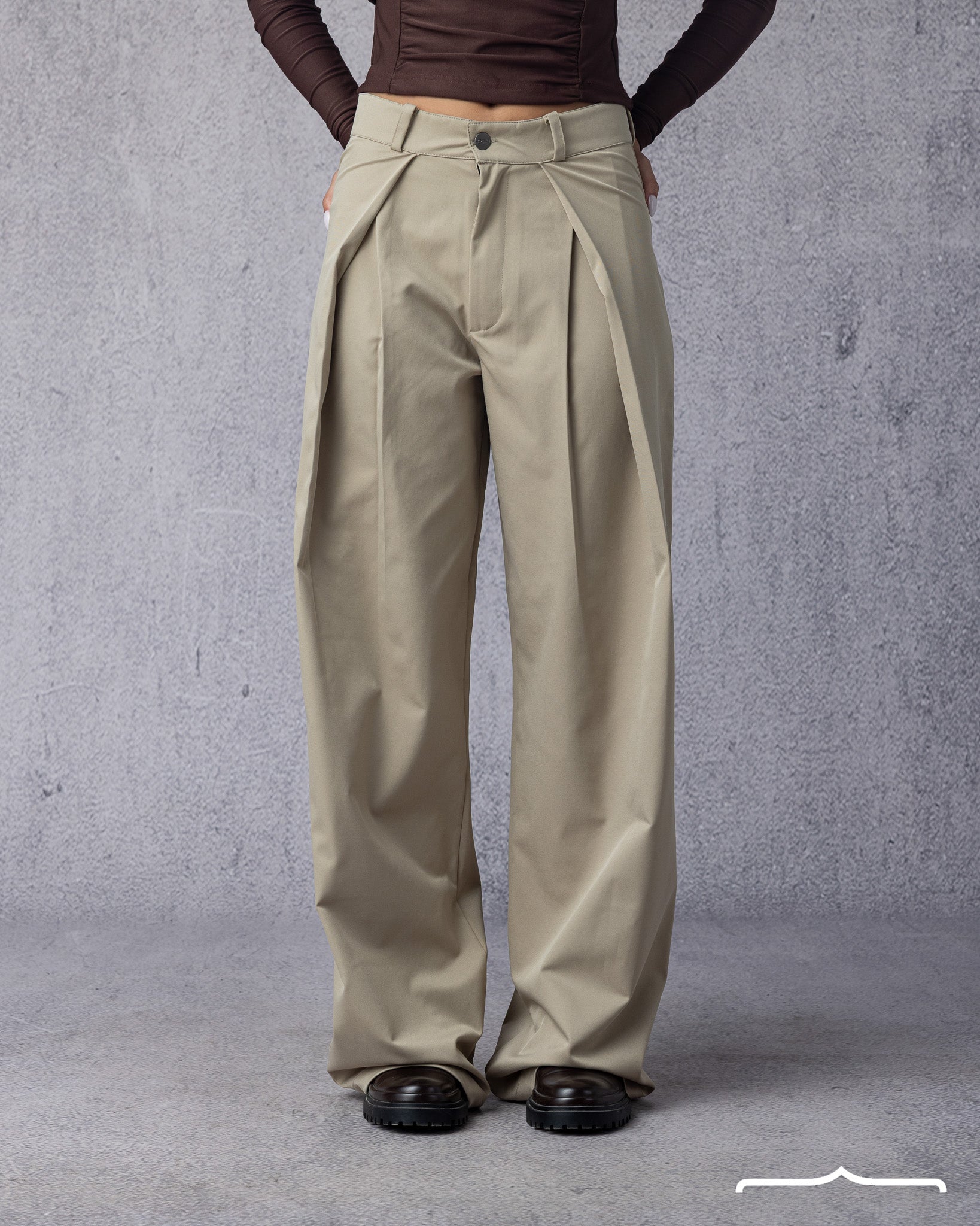 Double Pleated Trousers in Beige
