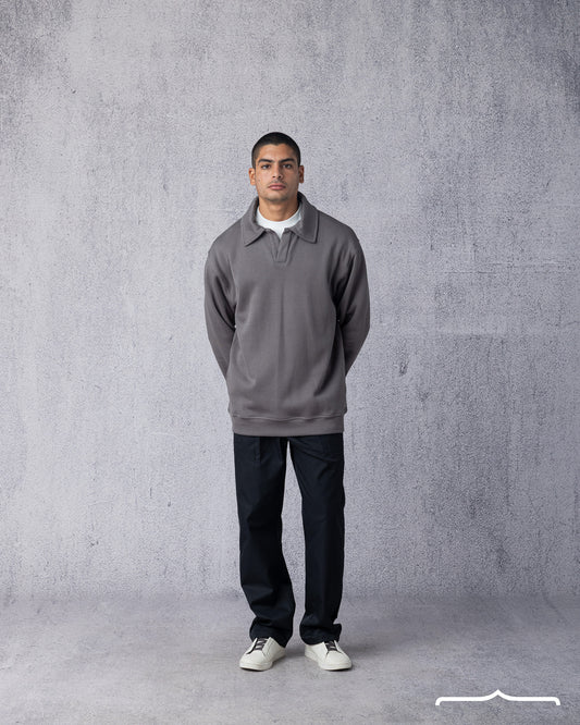Polo Sweatshirt in Grey