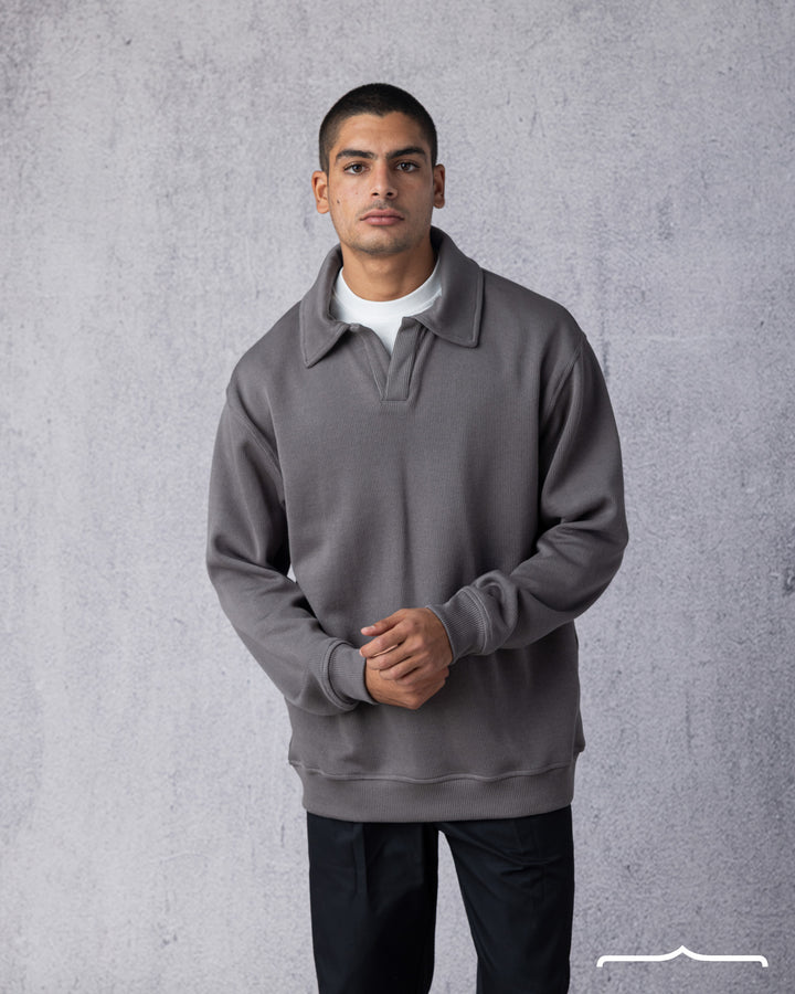 Polo Sweatshirt in Grey
