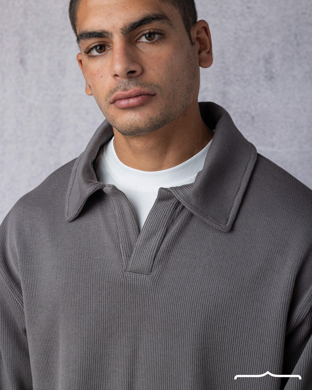 Polo Sweatshirt in Grey