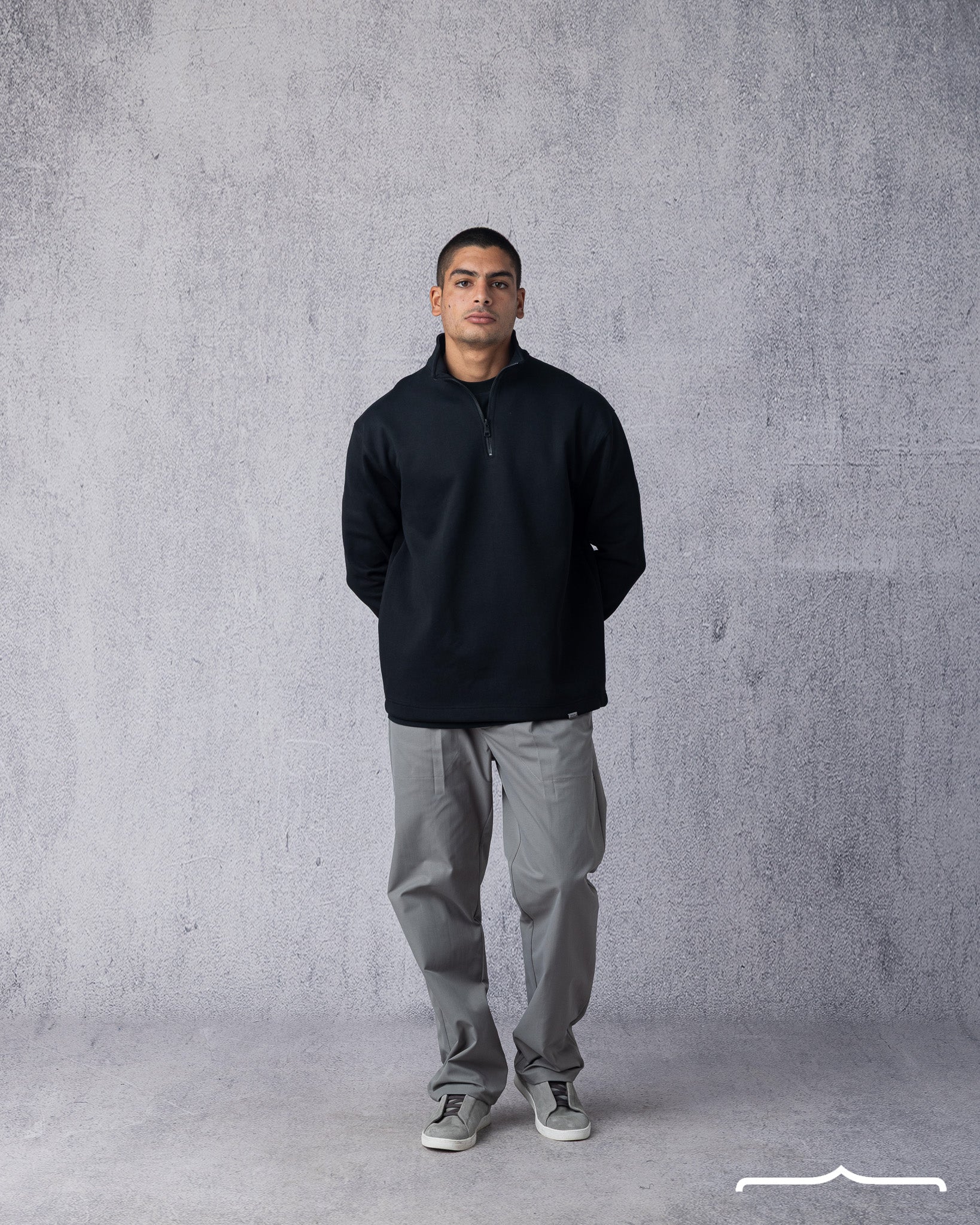 men's Zip-Collar Sweatshirt in Black