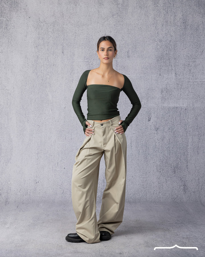 Off shoulder top in Olive