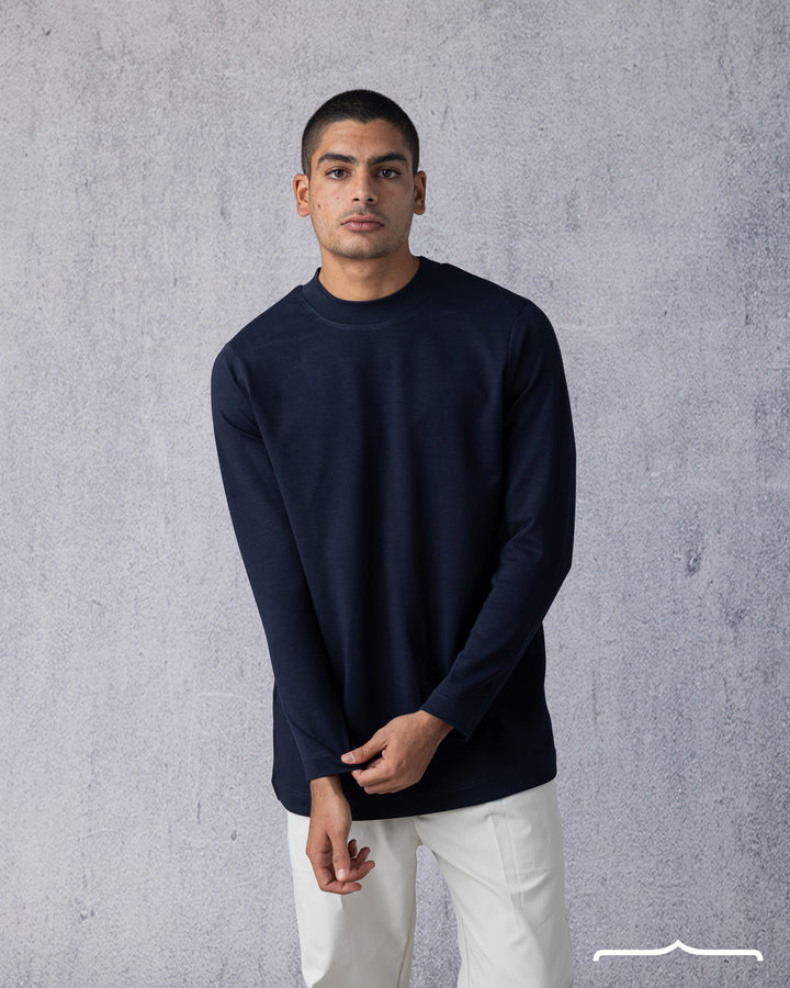 Half Neck Jumper in Navy Blue