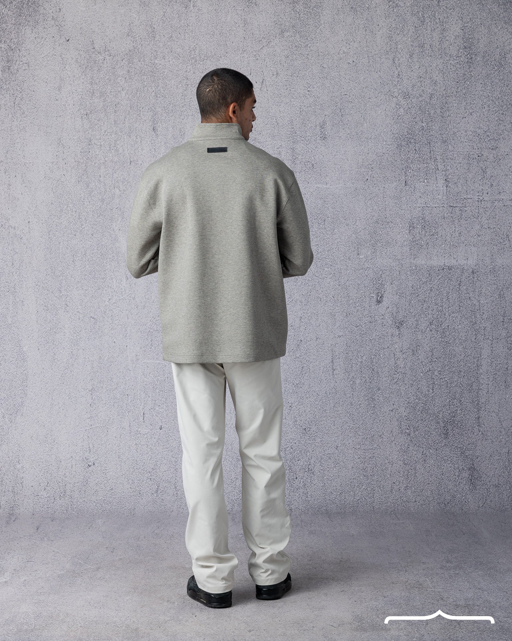 stache's Zip-Collar Sweatshirt in Light Grey