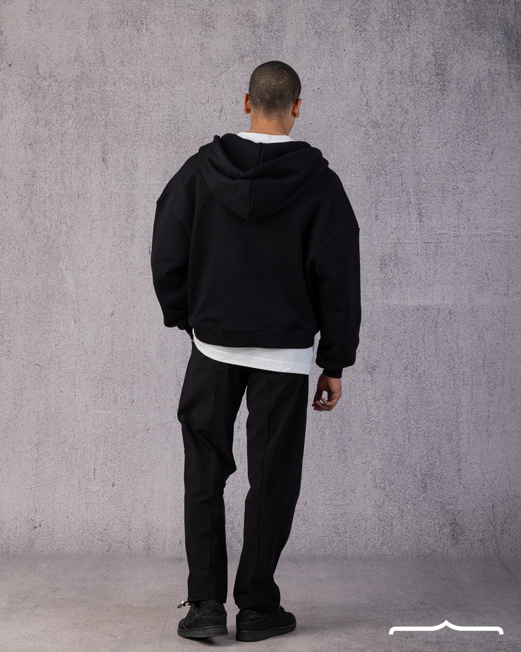 Two-Way Zip Hoodie in Black