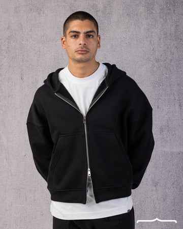 Two-Way Zip Hoodie in Black