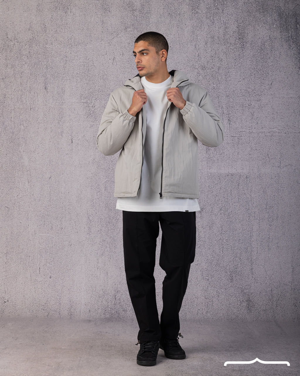 Hooded Puffer Waterproof Jacket in Light grey