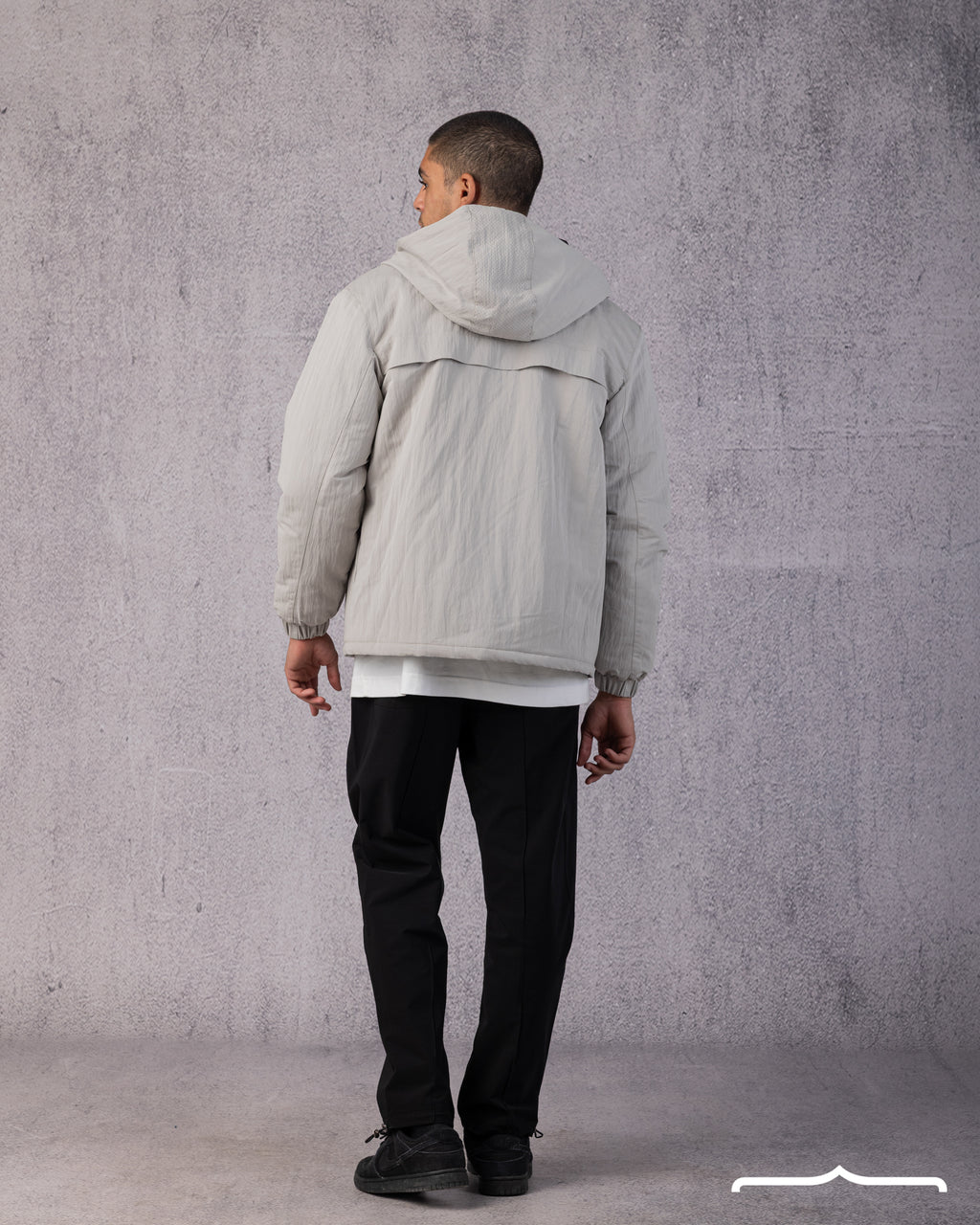 Hooded Puffer Waterproof Jacket in Light grey