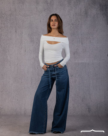 Off-Shoulder Cut-Out Top in White