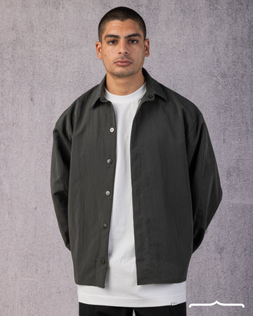 Structured Utility Oversize Waterproof Shirt in Olive