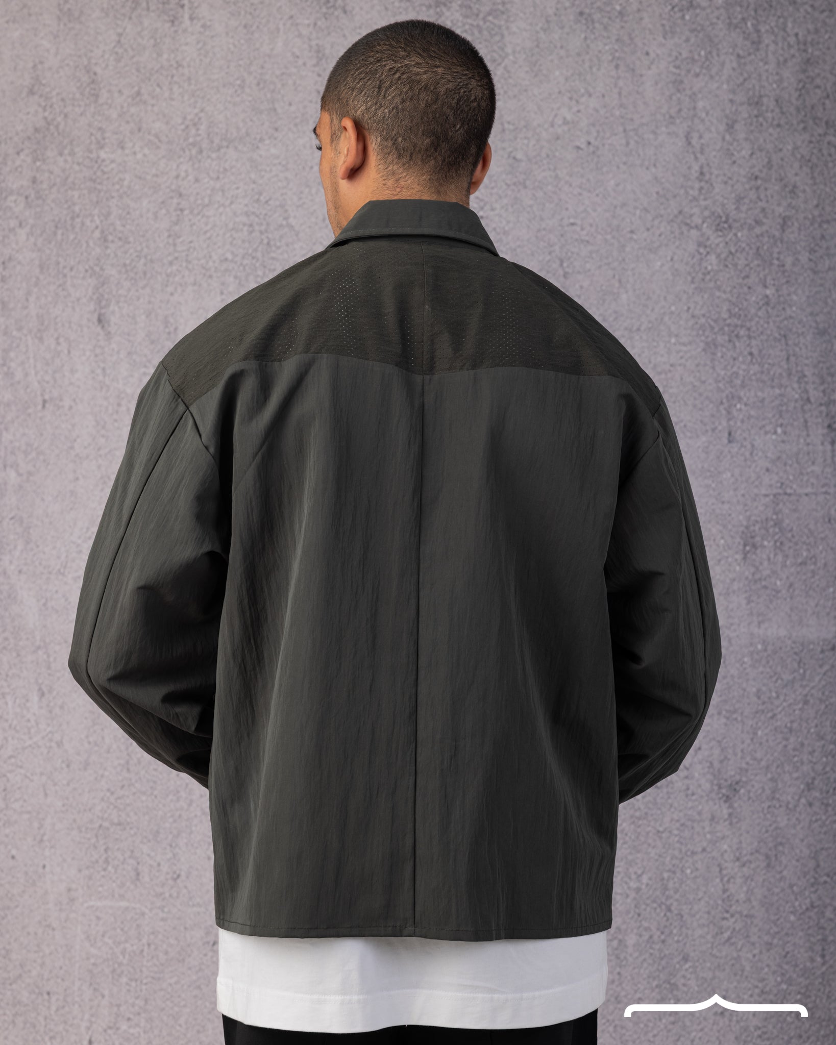 Structured Utility Oversize Waterproof Shirt in Olive