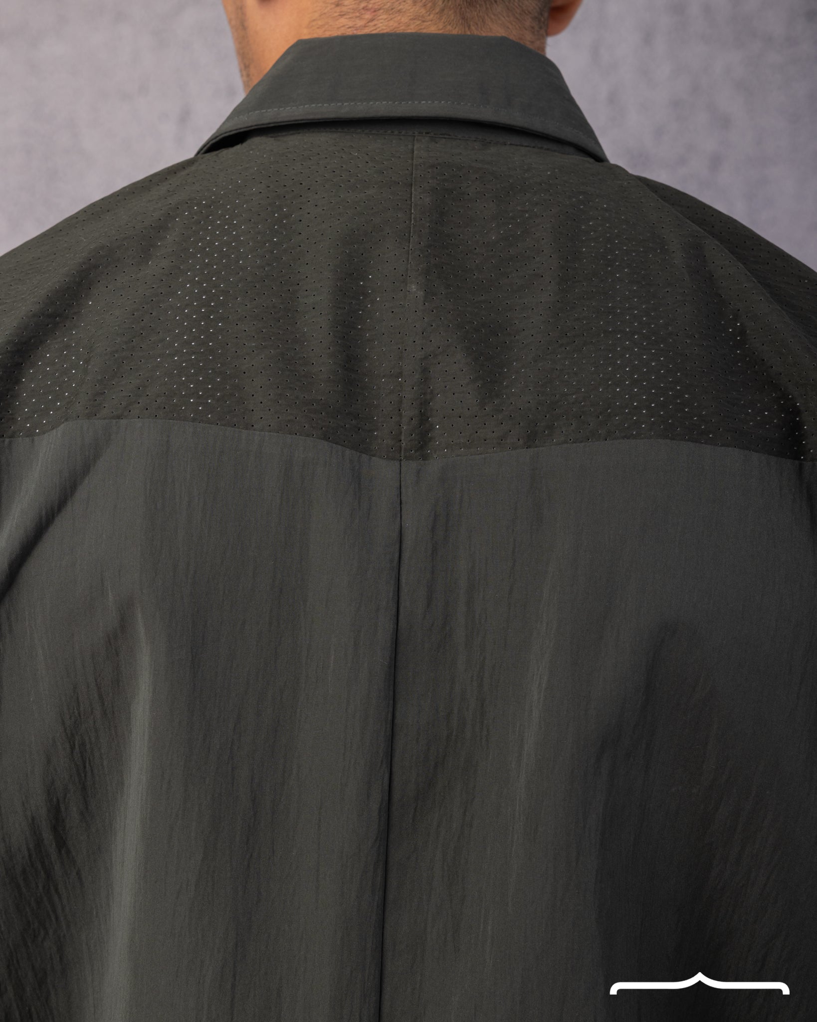 Structured Utility Oversize Waterproof Shirt in Olive