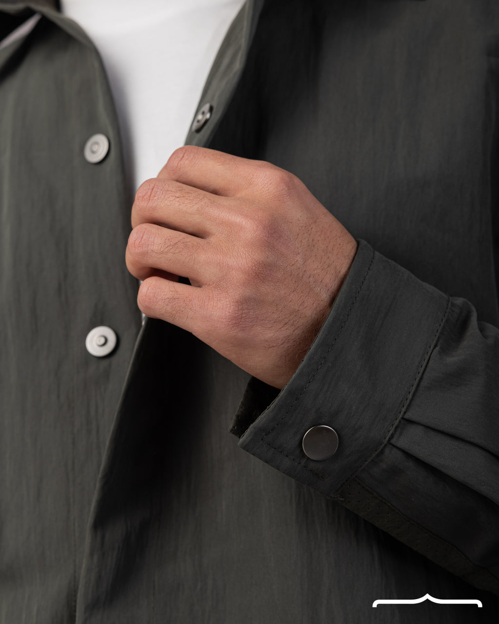 Structured Utility Oversize Waterproof Shirt in Olive