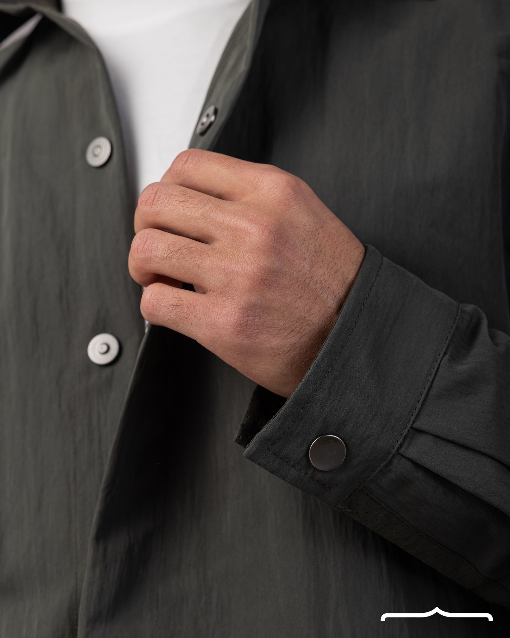 Structured Utility Oversize Waterproof Shirt in Olive
