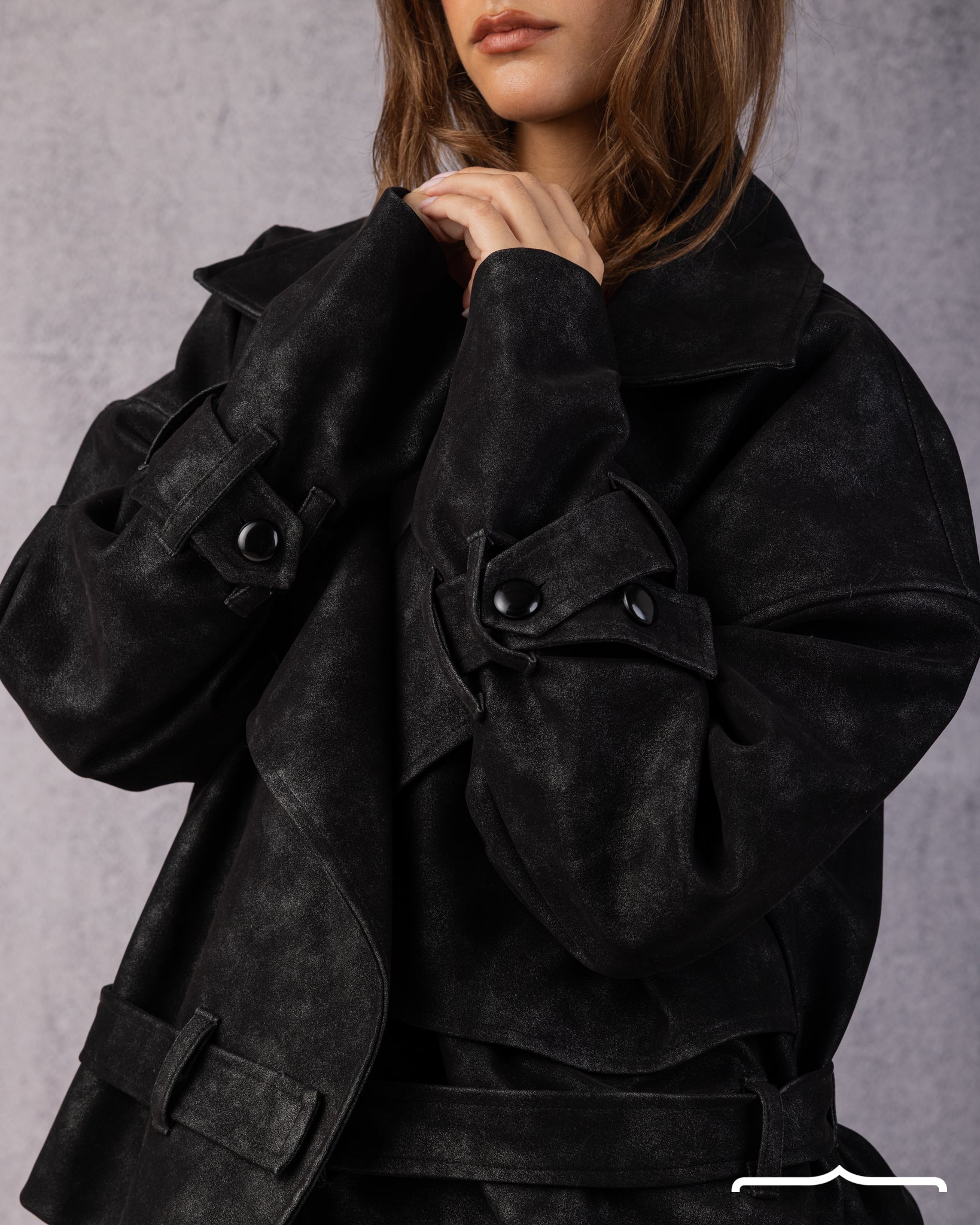 Genuine Suede Belted Jacket in Black
