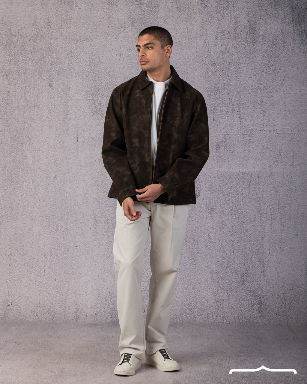 Statement Genuine Suede Jacket in Brown