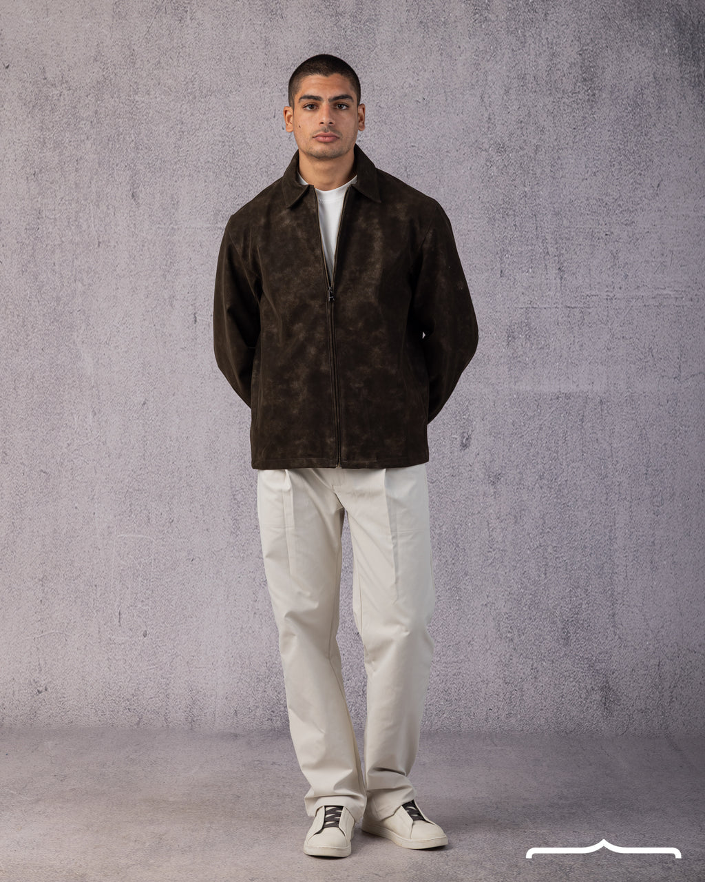 Statement Genuine Suede Jacket in Brown