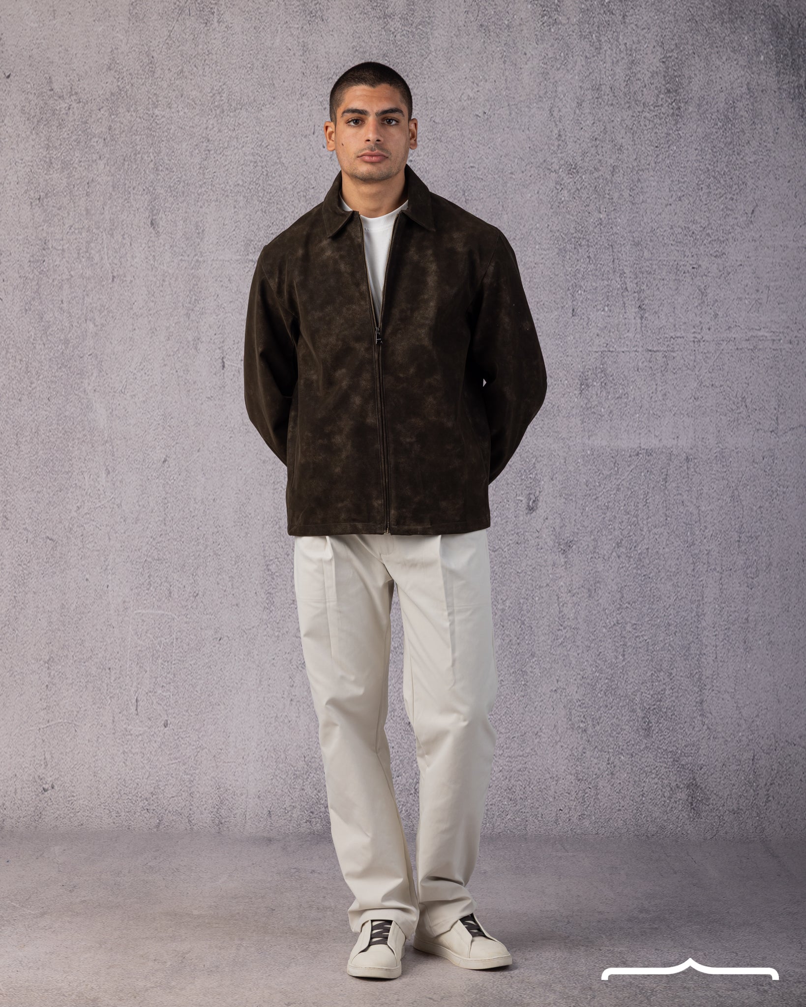 Statement Genuine Suede Jacket in Brown