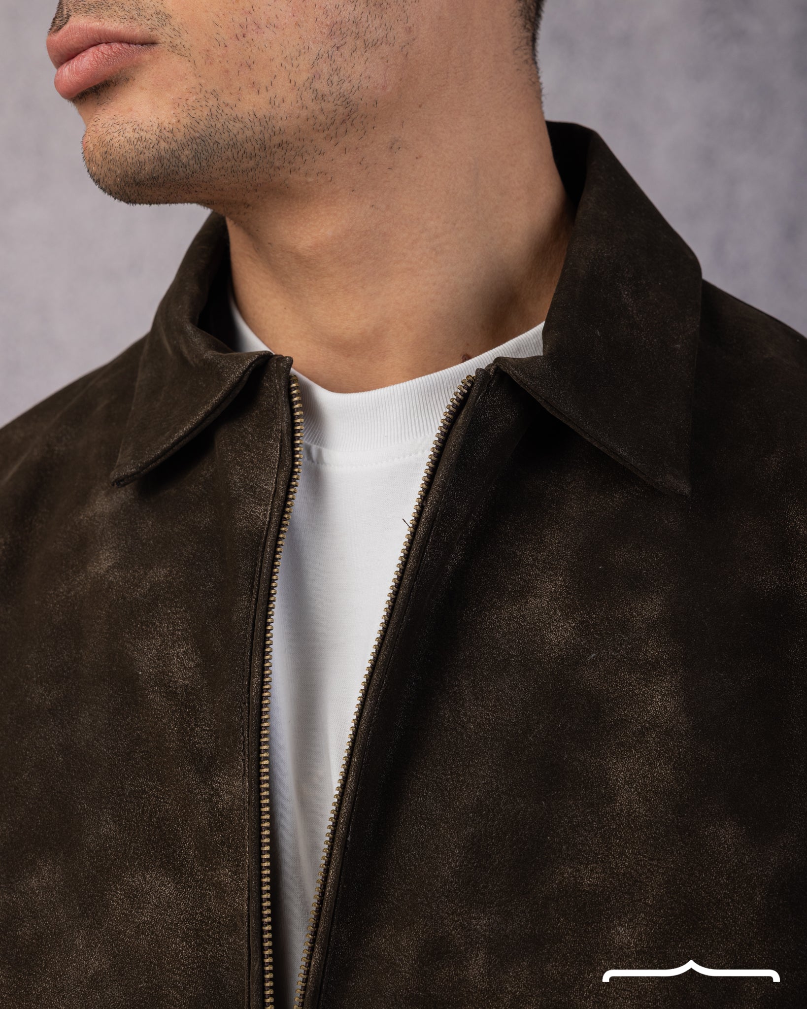 Statement Genuine Suede Jacket in Brown
