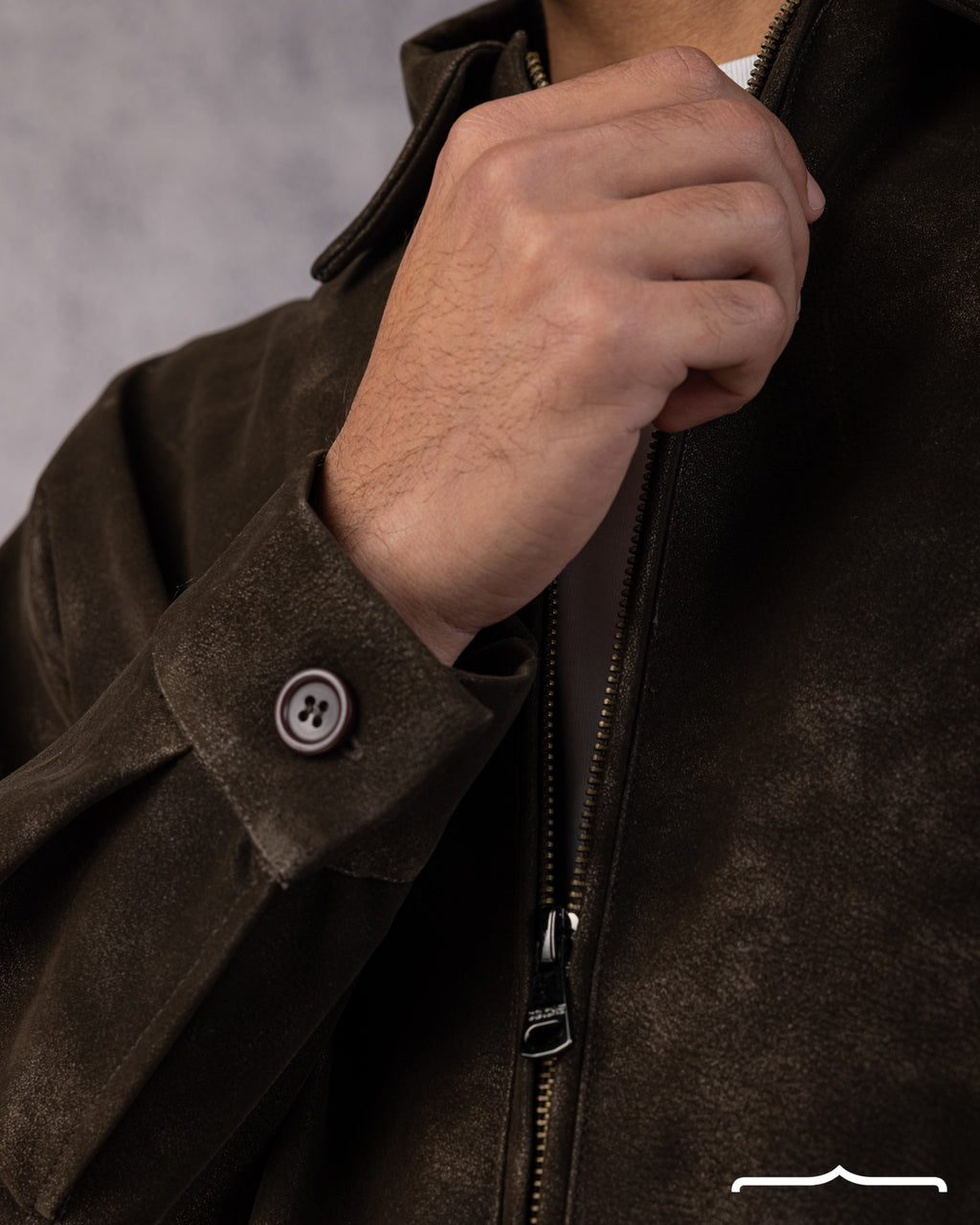 Statement Genuine Suede Jacket in Brown
