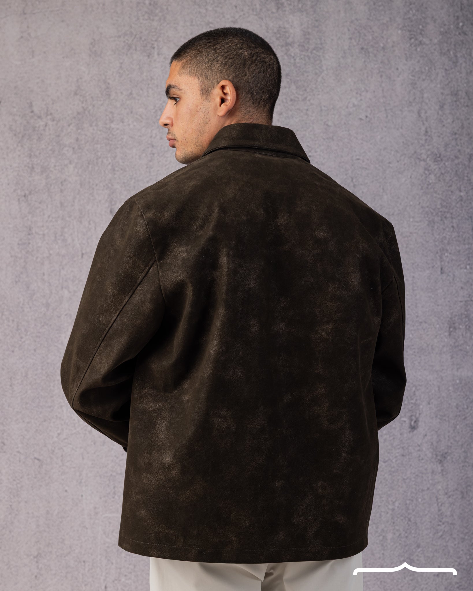 Statement Genuine Suede Jacket in Brown