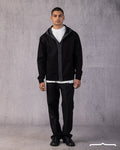 Layered Hooded Cardigan in Black