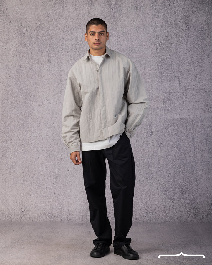 Structured Utility Oversize Waterproof Shirt in Light Grey