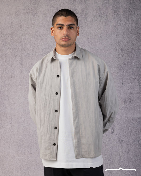 Structured Utility Oversize Waterproof Shirt in Light Grey