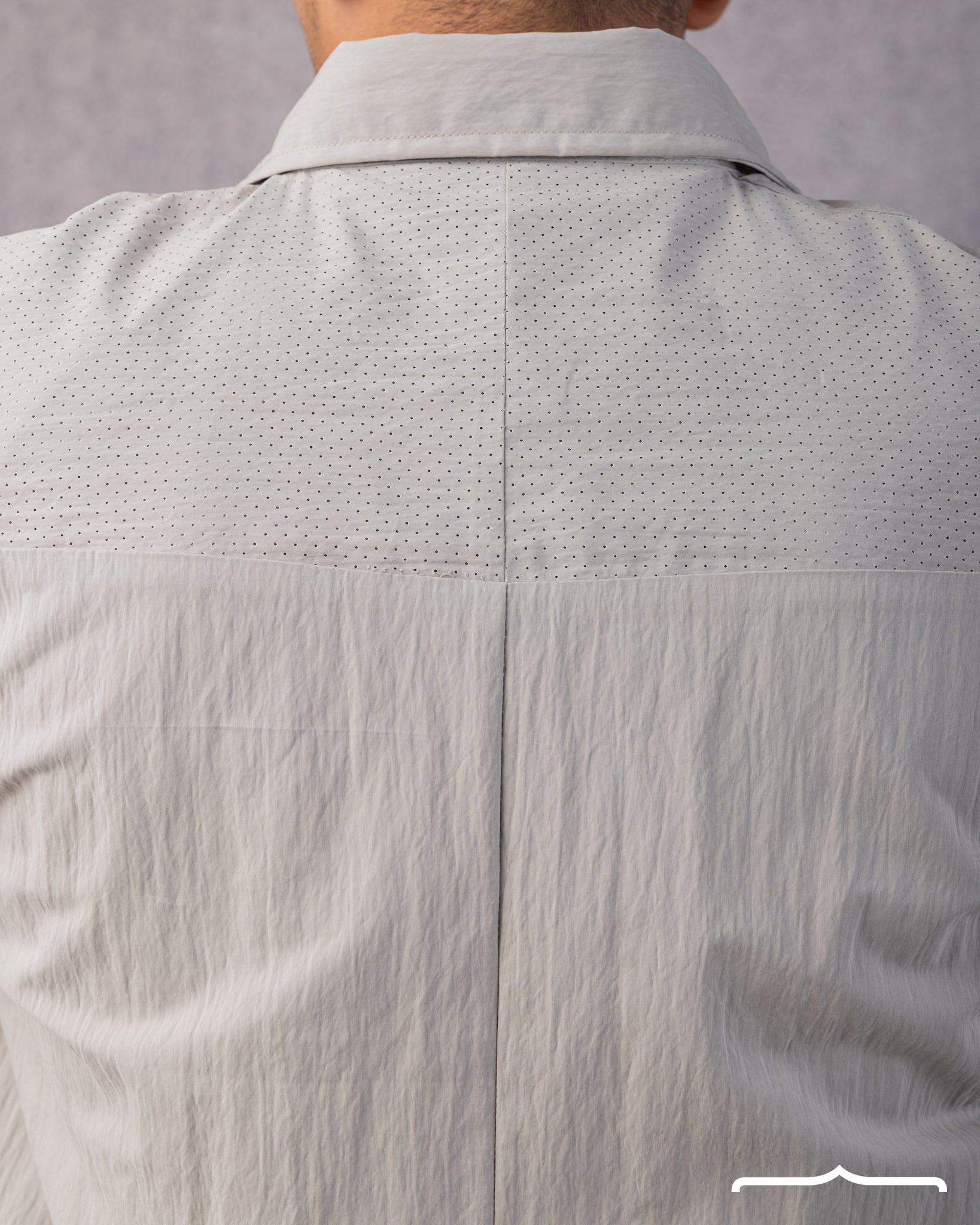 Structured Utility Oversize Waterproof Shirt in Light Grey