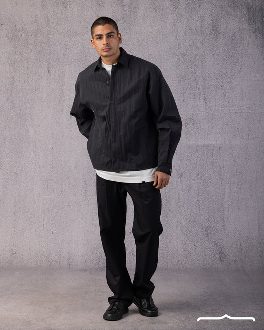 Structured Utility Oversize Waterproof Shirt in Black