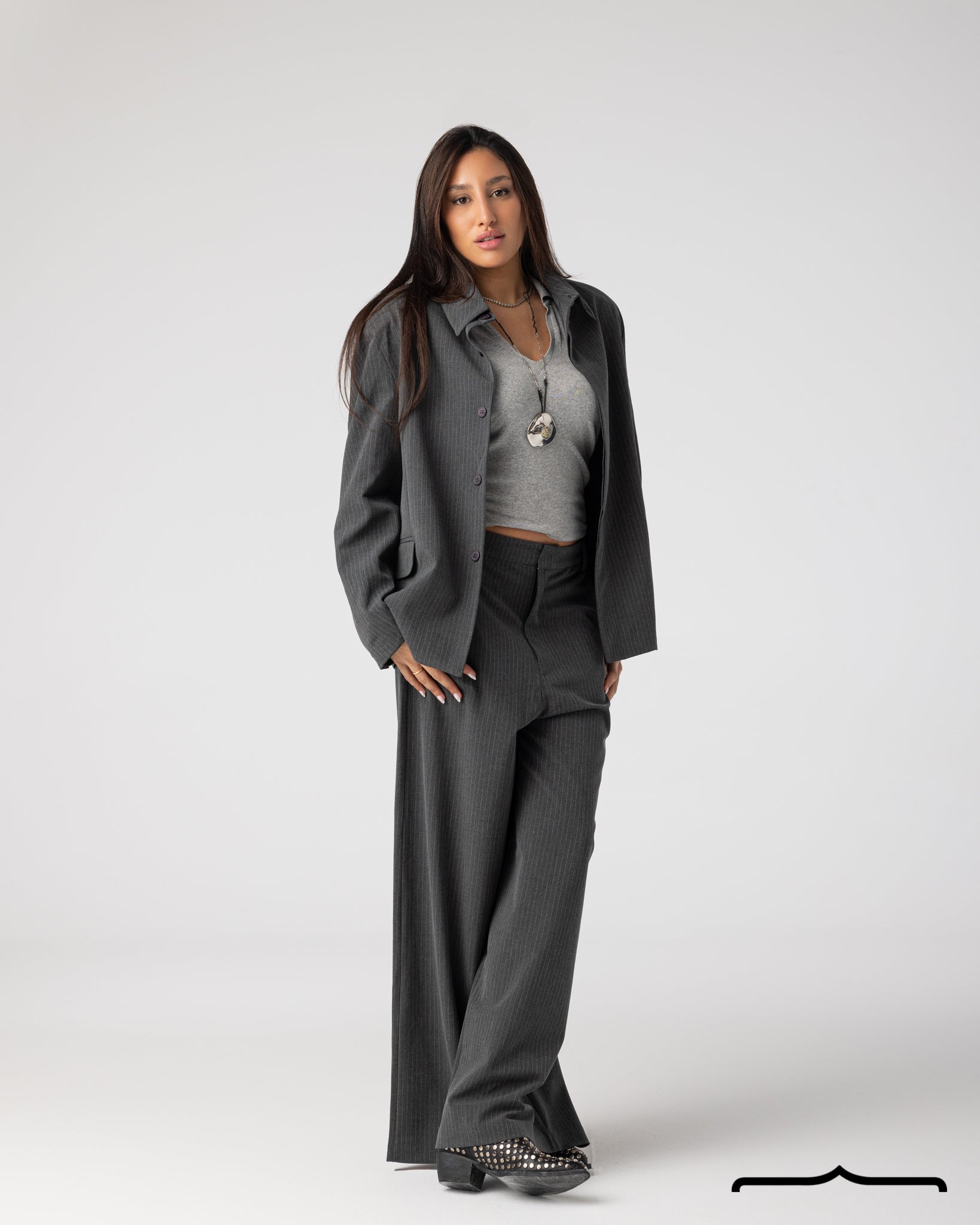 Grey Tailored Two Piece Set