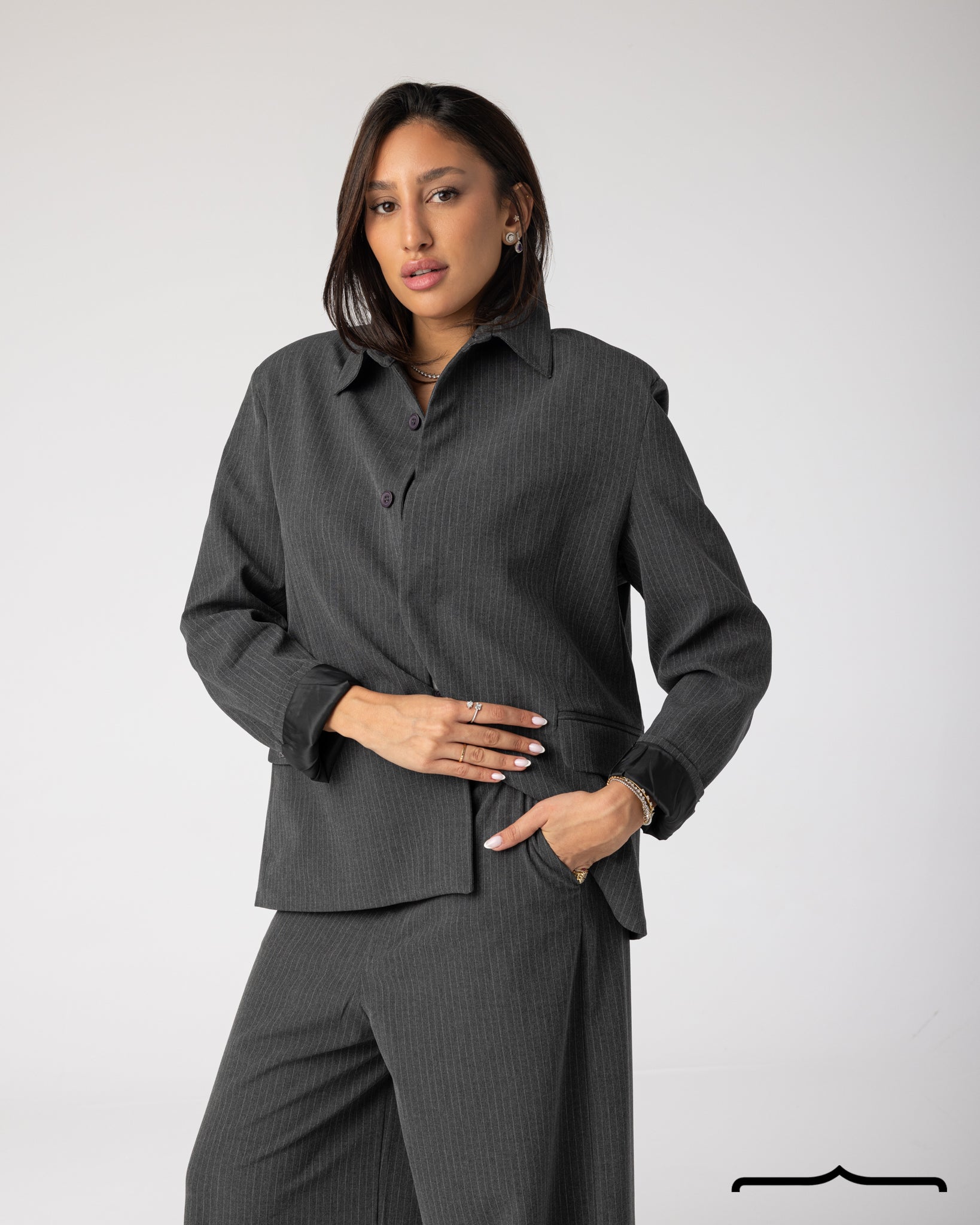 Grey Tailored Two Piece Set