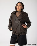 Oversized Brown Leather Jacket