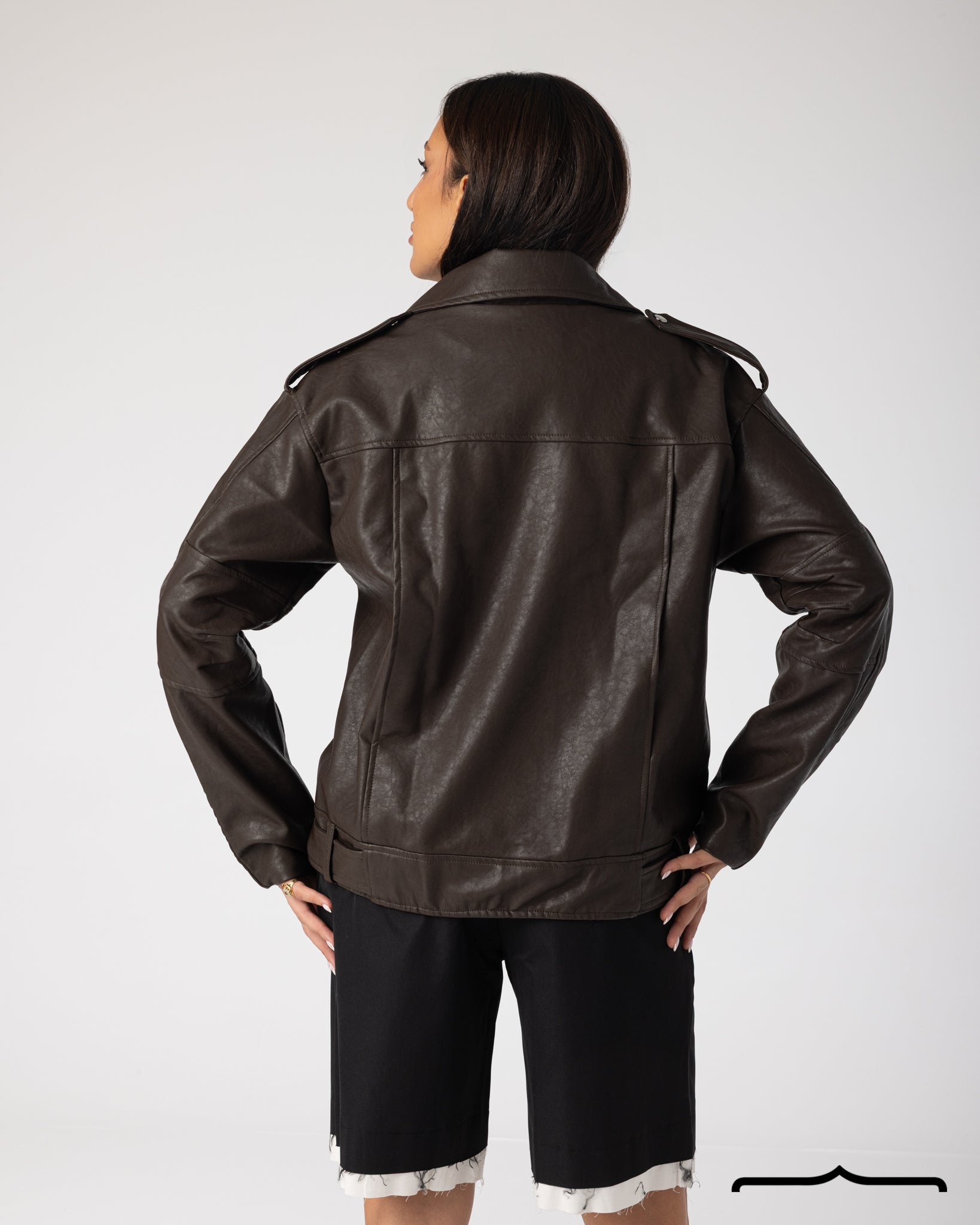 Oversized Brown Leather Jacket