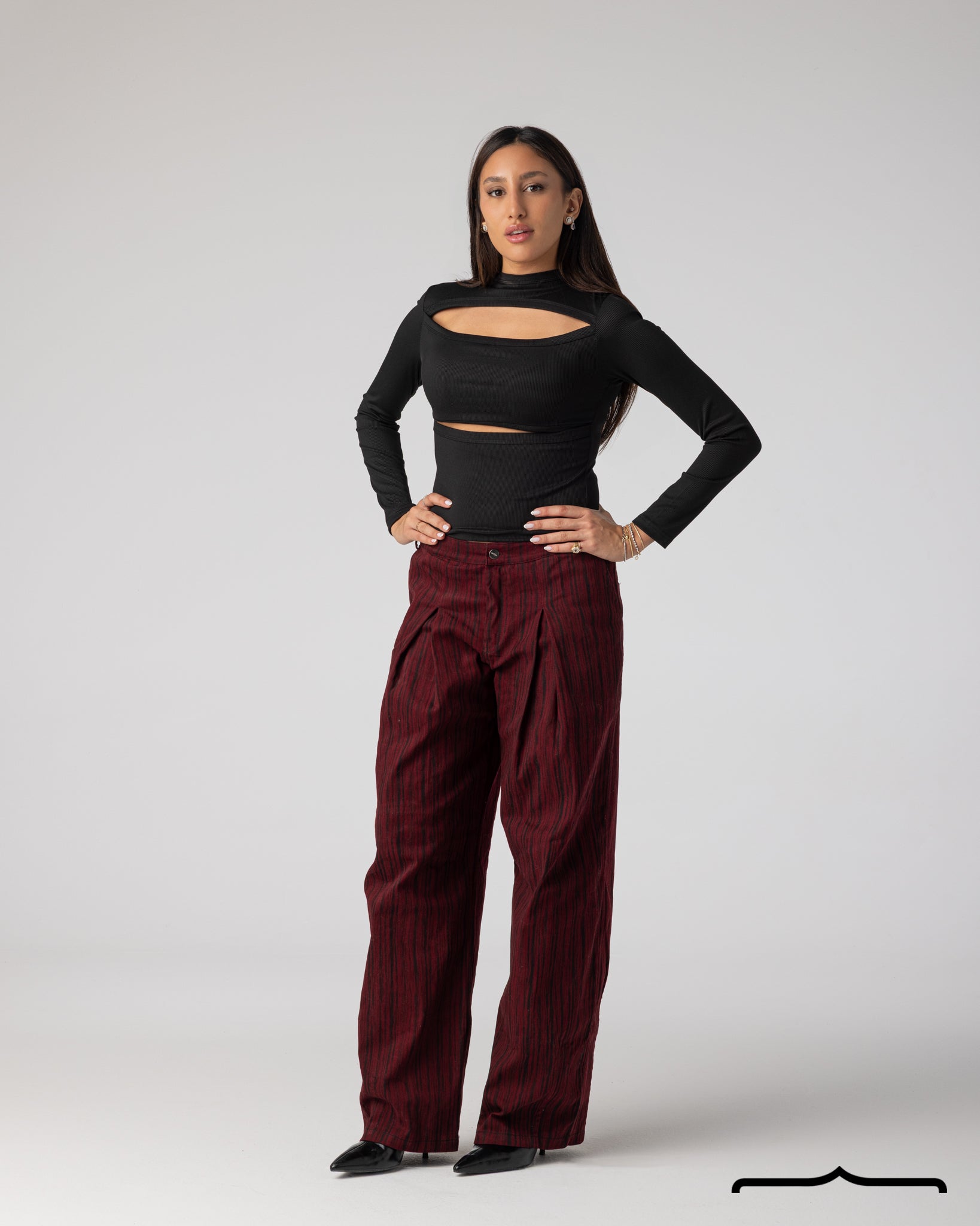 Wide-Leg Burgundy Denim