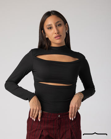 Cut-Out Top in Black