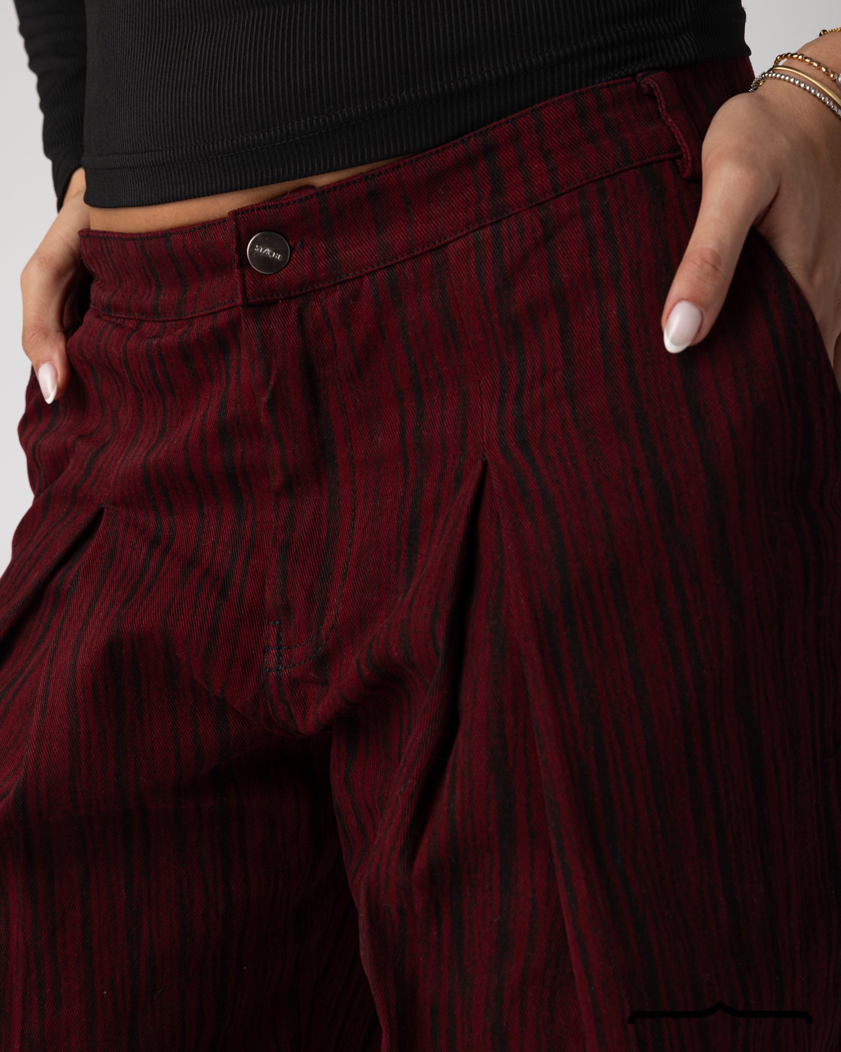 Wide-Leg Burgundy Denim