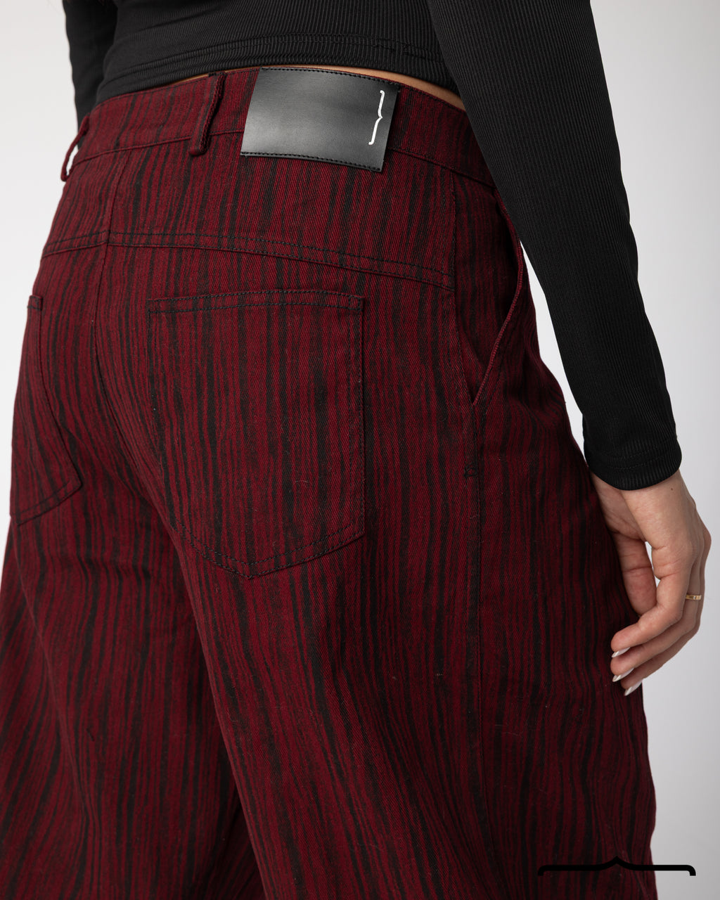 Wide-Leg Burgundy Denim