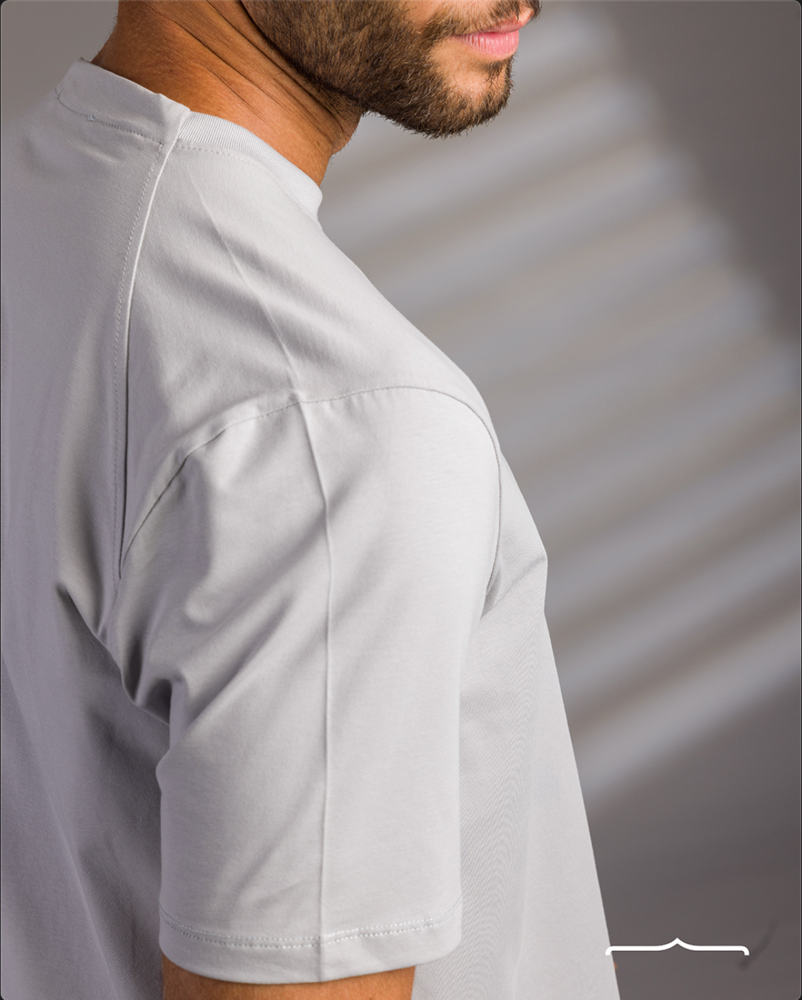 Curved Hem Volume 2 T-Shirt in Light Grey