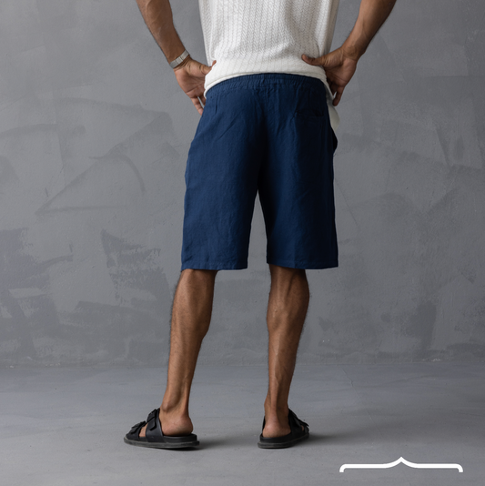 linen short in Navy Blue