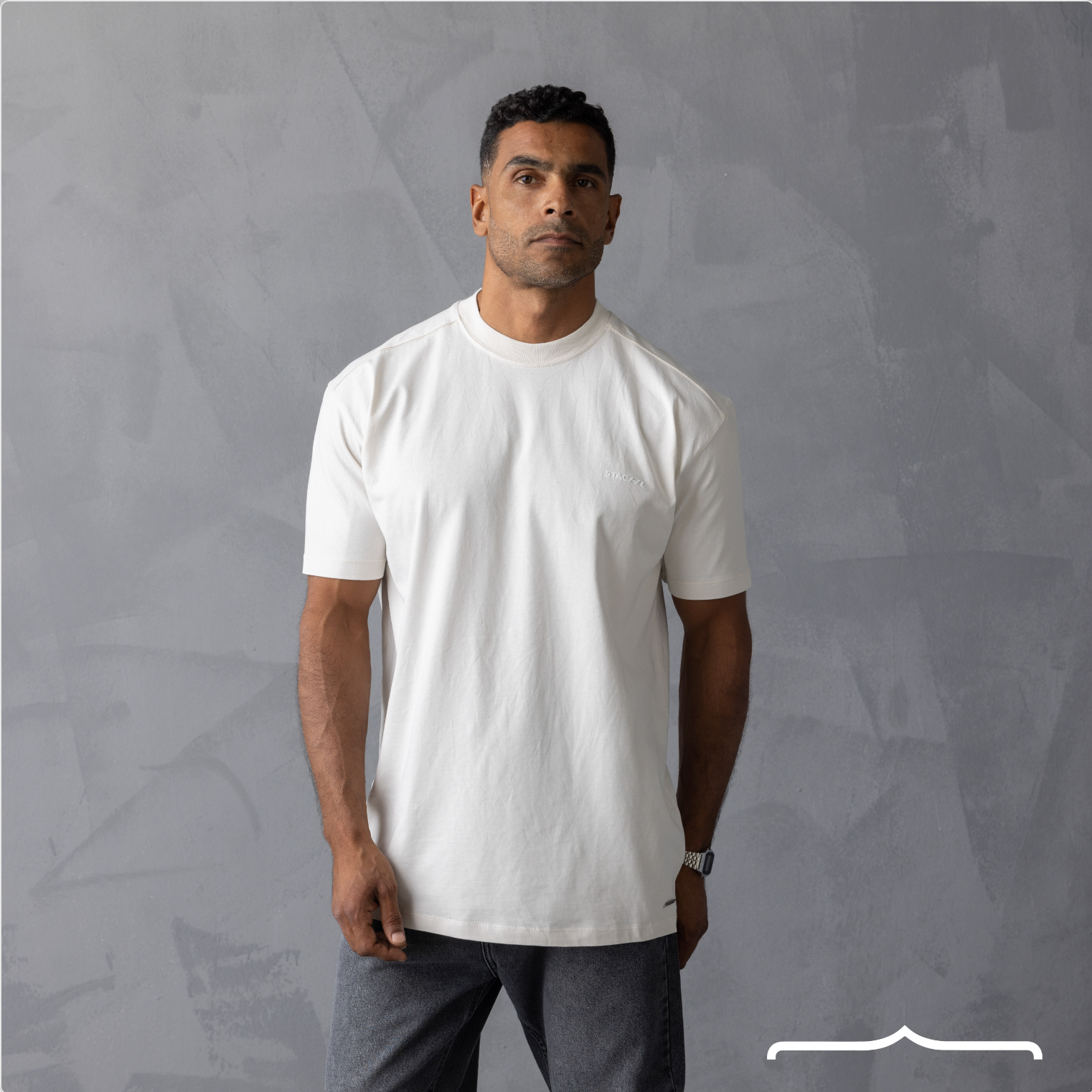 5TAC113 Rubber Detailed T-shirt in Cream