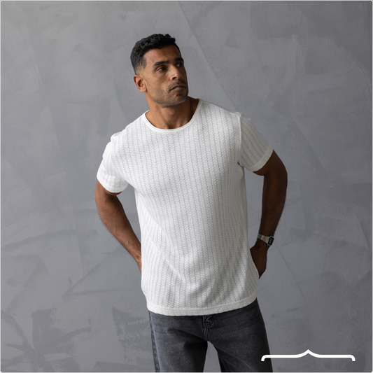 Rib Knit T-shirt in White