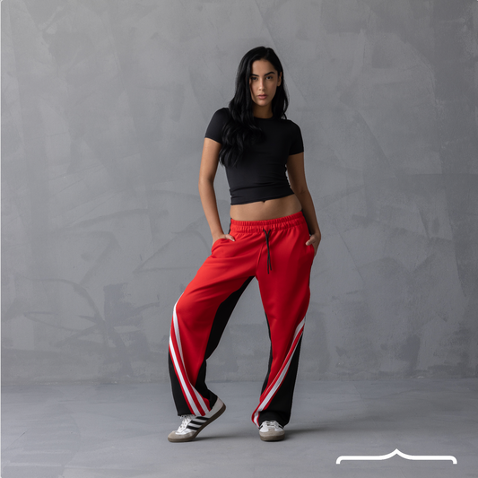 Striped track pants in Red